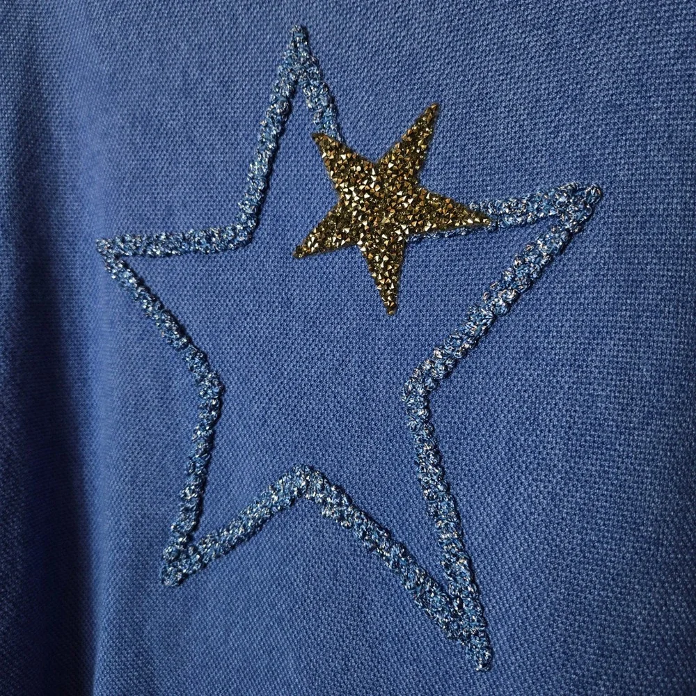 Brand Bazar Blue Angora Wool Blend Star Embellished Oversized Sweater‎ Italy